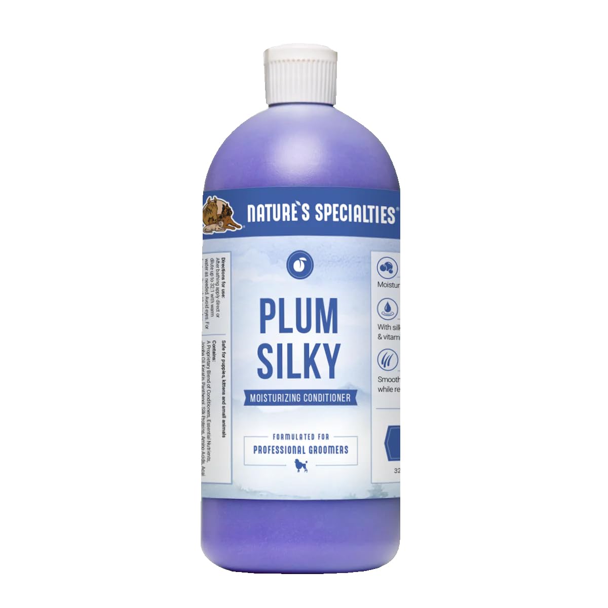 Nature's Specialties flacon 32 oz montrant l'étiquette et bénéfice gainage du poil
