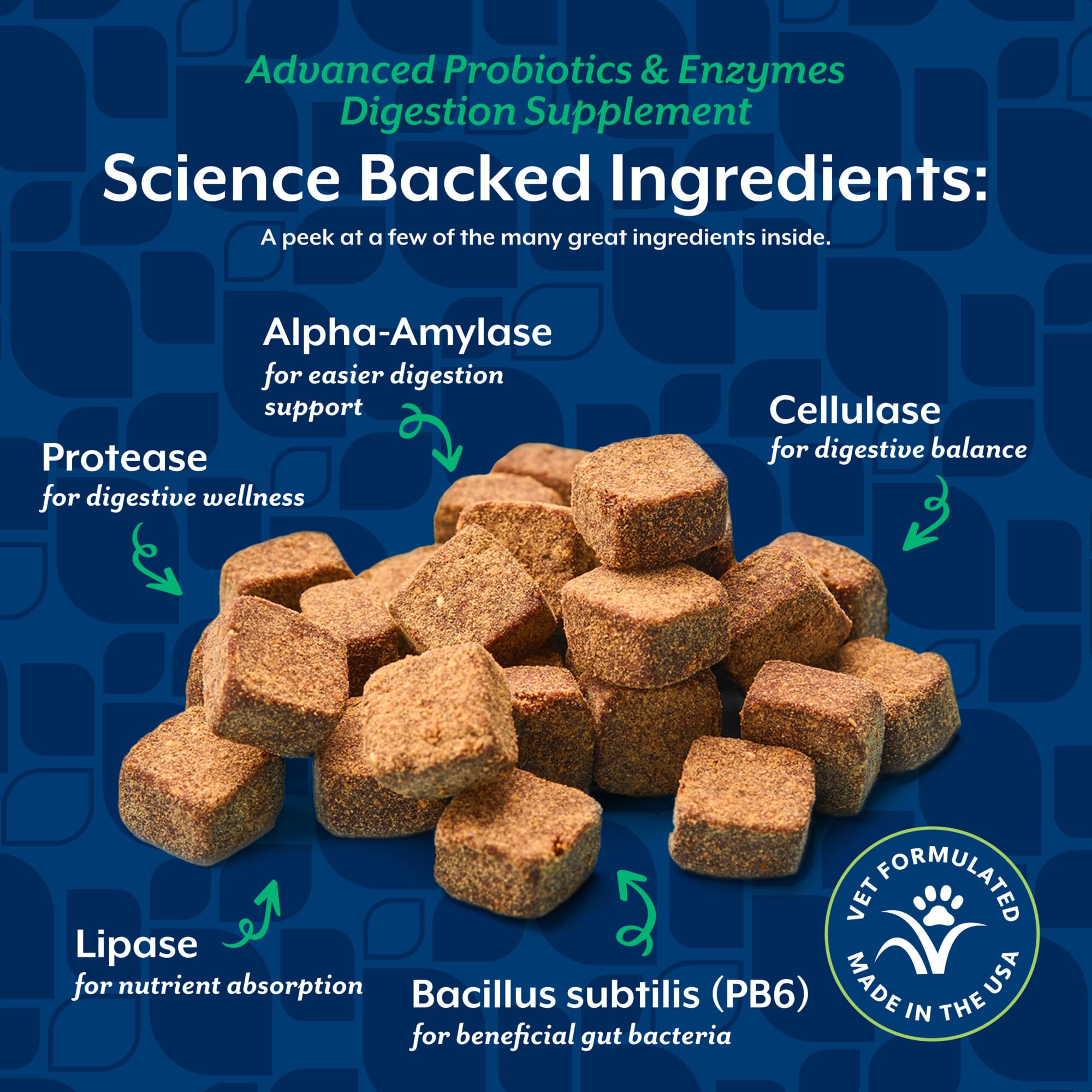 NaturVet étiquette ingrédients listant enzymes et probiotiques clés