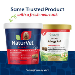 NaturVet Aller-911 pot ouvert révélant soft chews savoureux pour acceptation facile