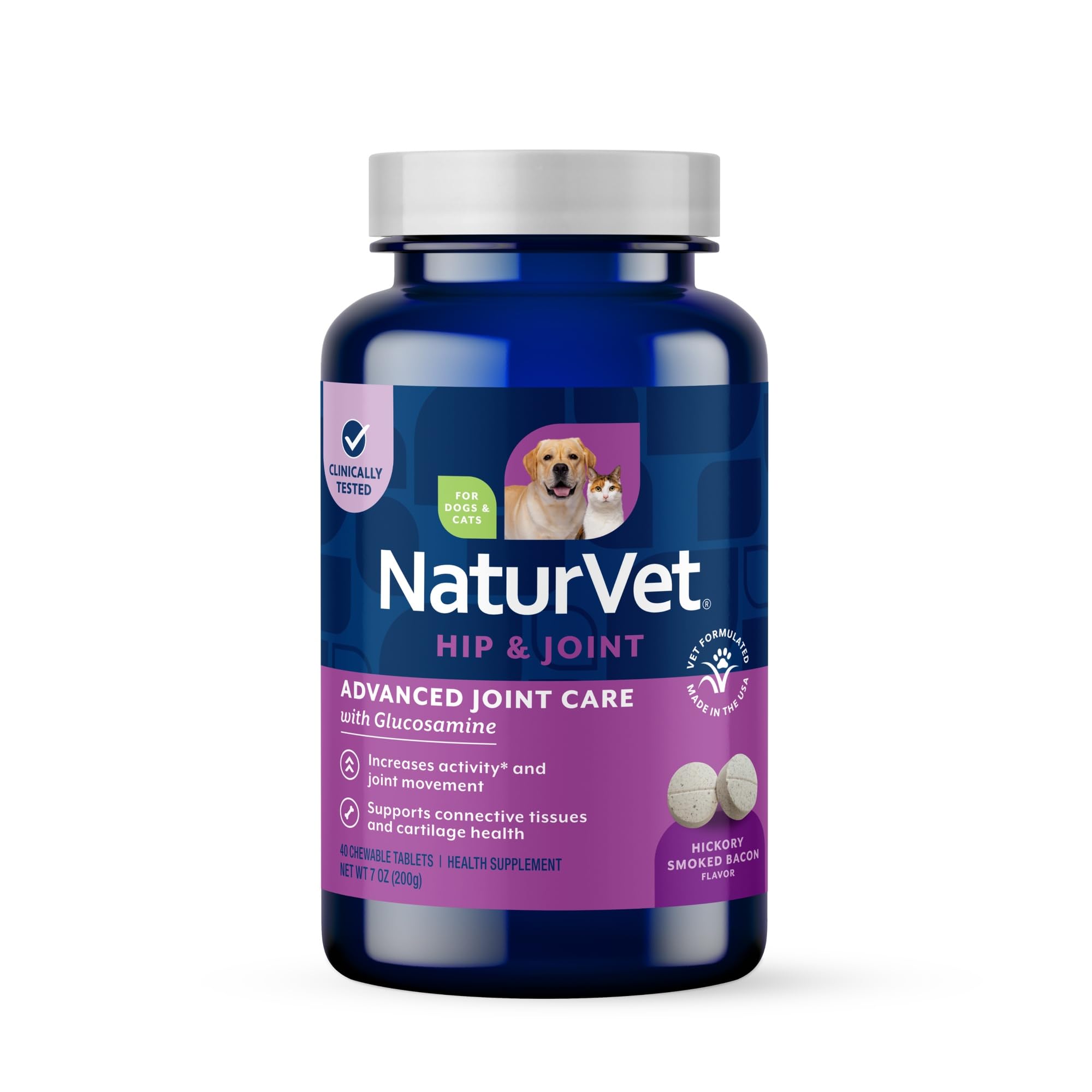 NaturVet flacon ArthriSoothe‑GOLD 40 comprimés, présentation produit claire