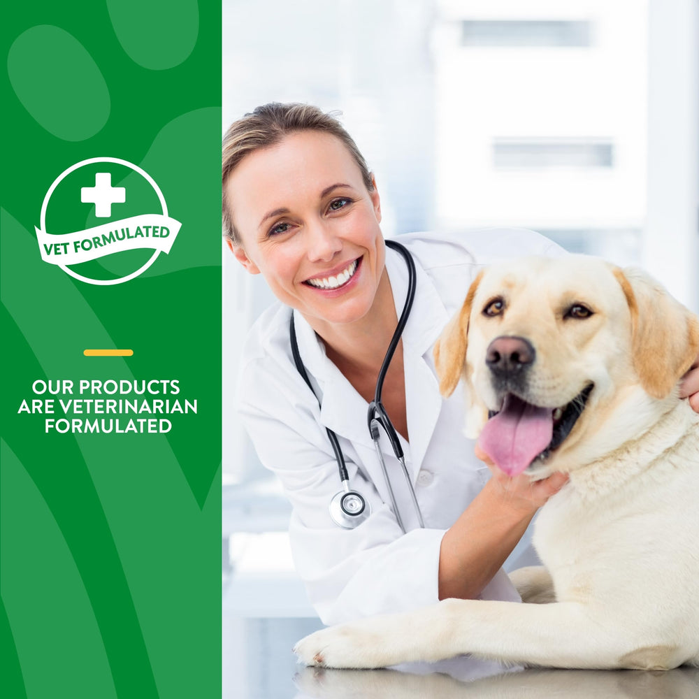 NaturVet chien prenant un mastiquable promettant administration sans stress