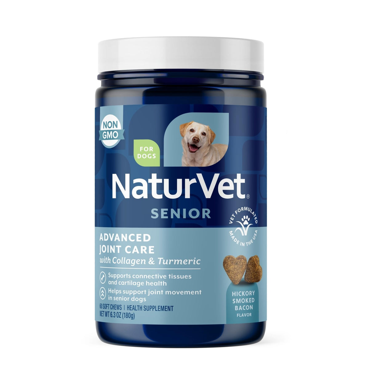 NaturVet emballage avant montrant le produit et bénéfice soutien articulaire