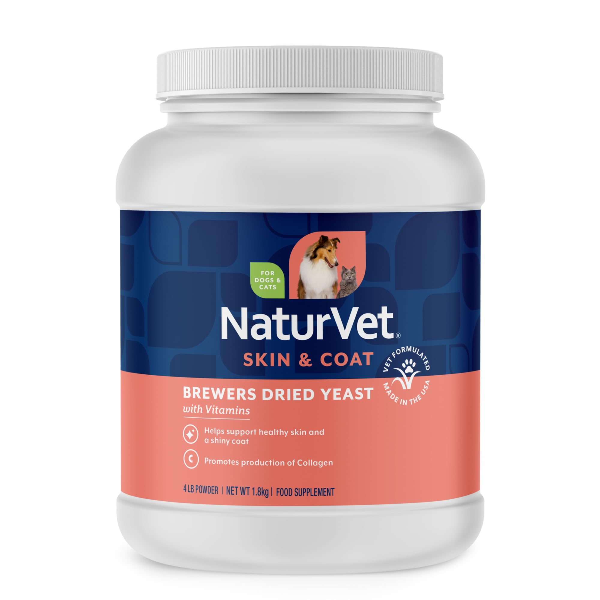 NaturVet emballage 4 lb montrant l'étiquette et le format pratique