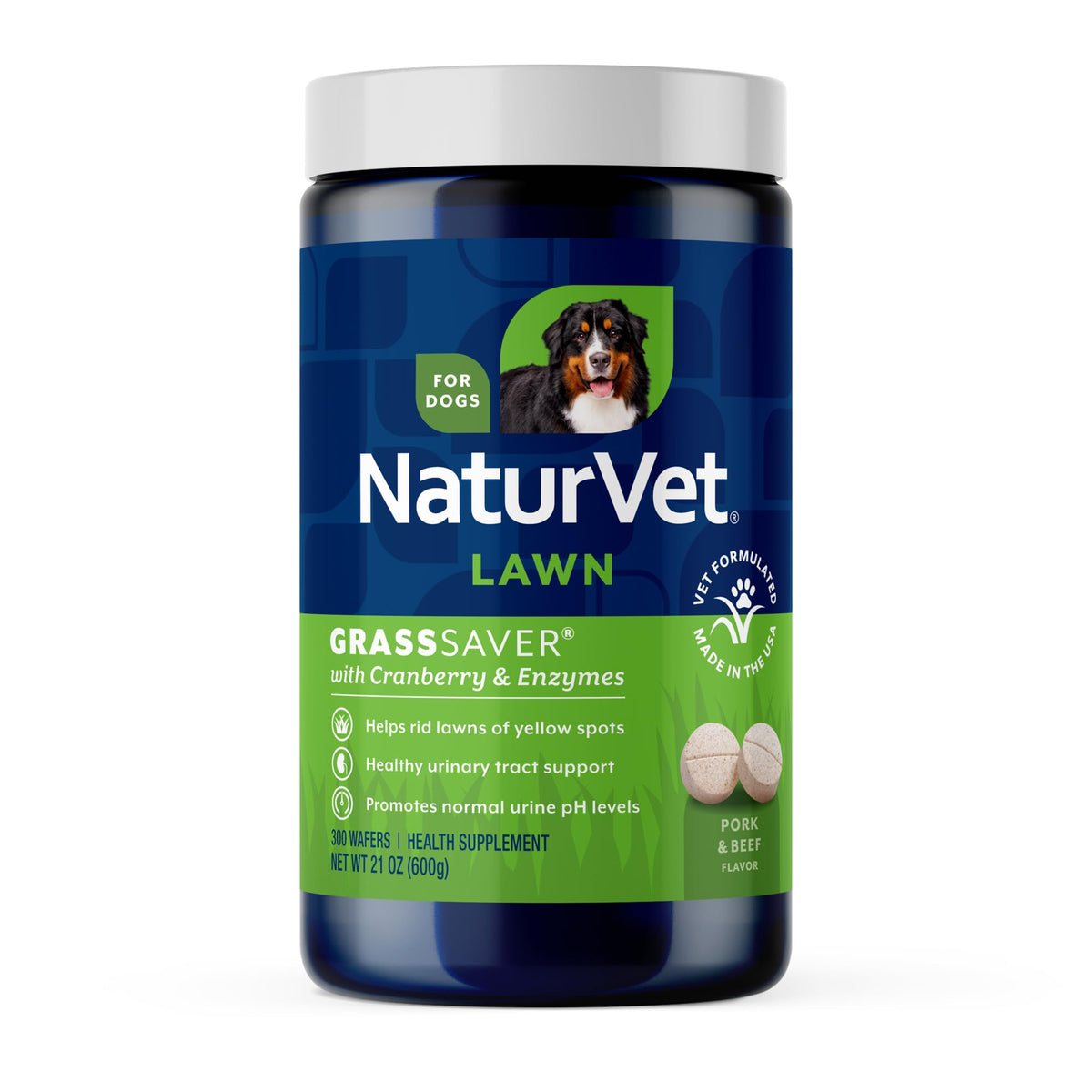 NaturVet emballage avant montrant protection pelouse et facilité d'utilisation