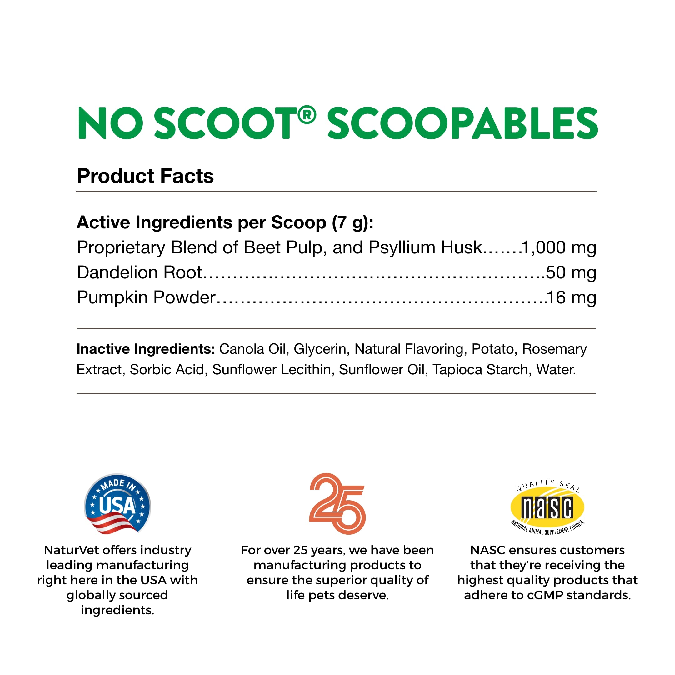 NaturVet pot No Scoot posé sur plan de travail suggérant usage quotidien pratique
