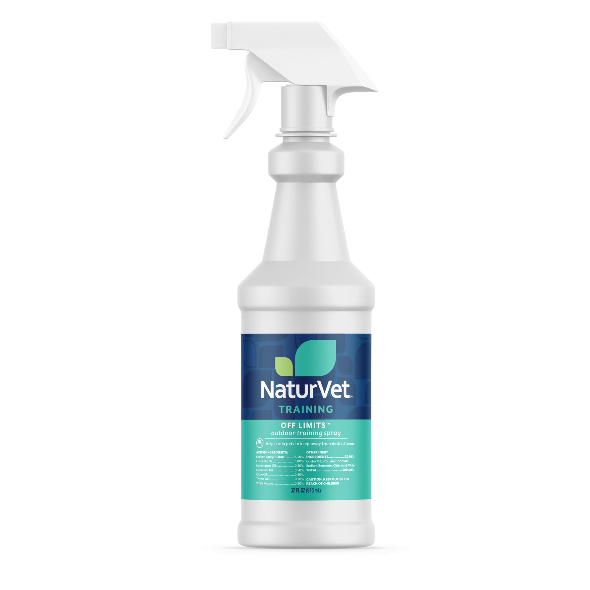 NaturVet flacon avant montrant l'étiquette claire et facile d'utilisation