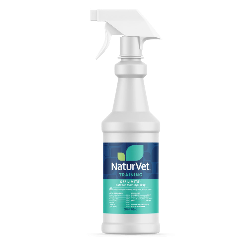 NaturVet flacon avant montrant l'étiquette claire et facile d'utilisation