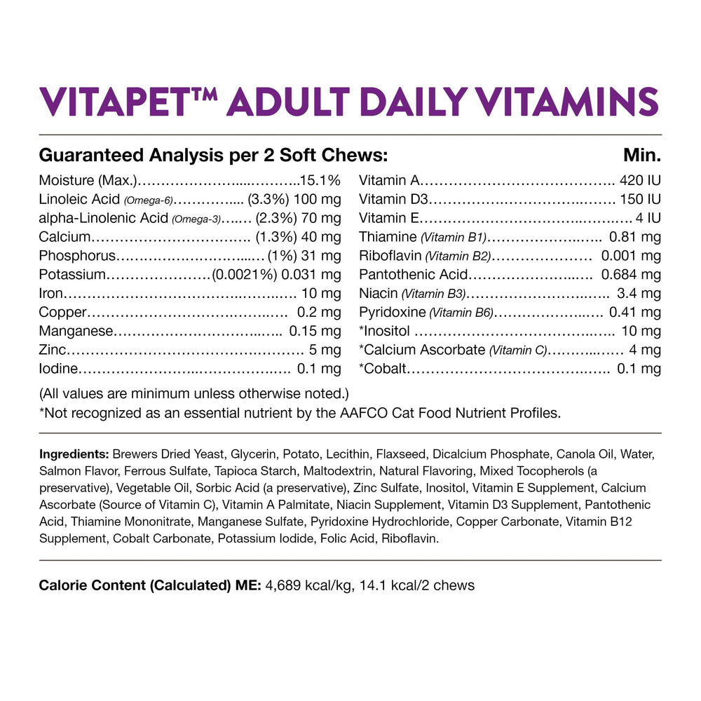 NaturVet bocal ouvert VitaPet Senior montrant contenu et format masticable