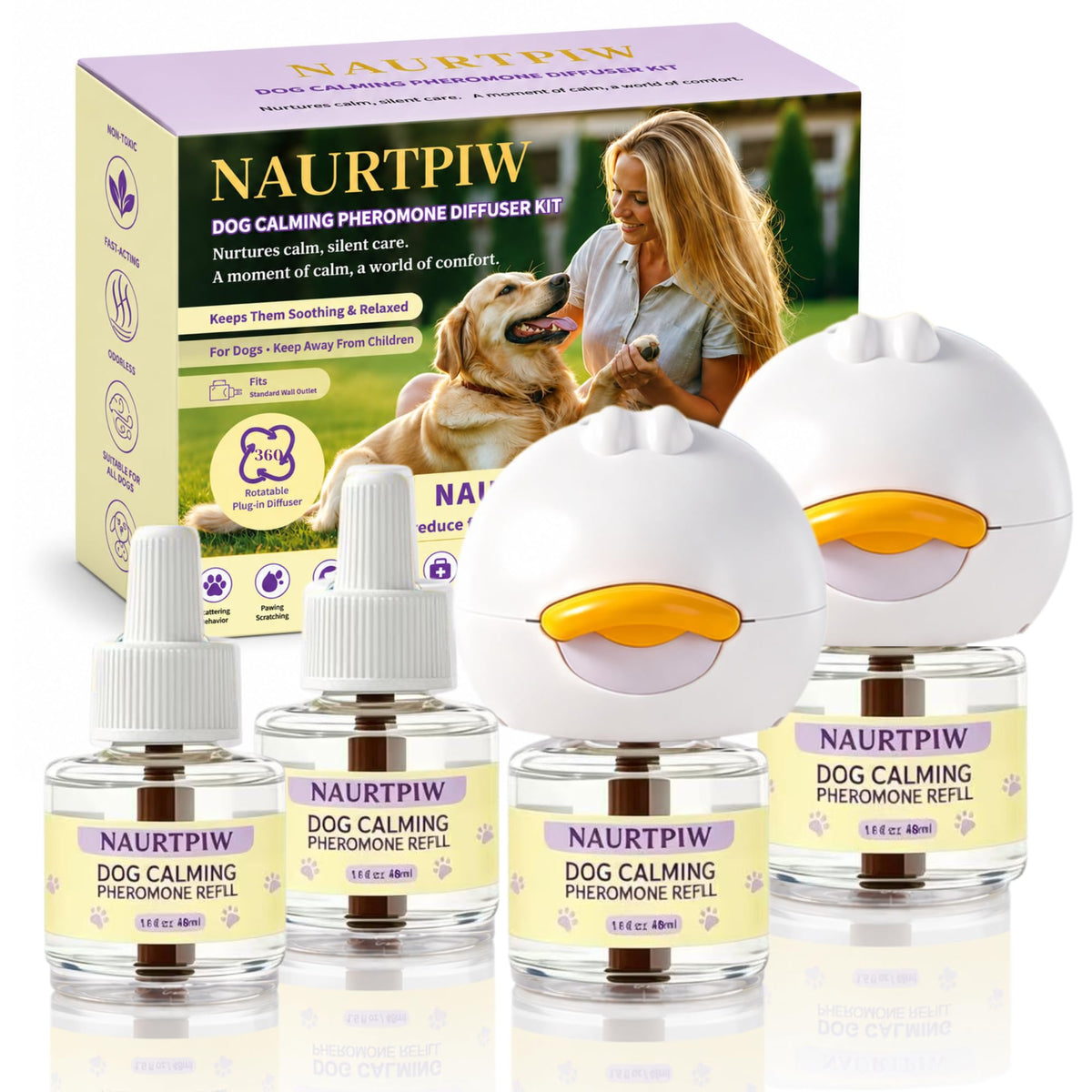 NAURTPIW kit complet avec deux diffuseurs et quatre recharges pour tranquillité