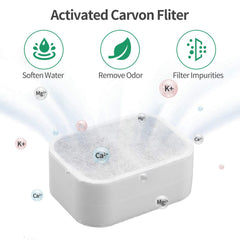 NautyPaws filtres installés dans une fontaine céramique démontrant compatibilité