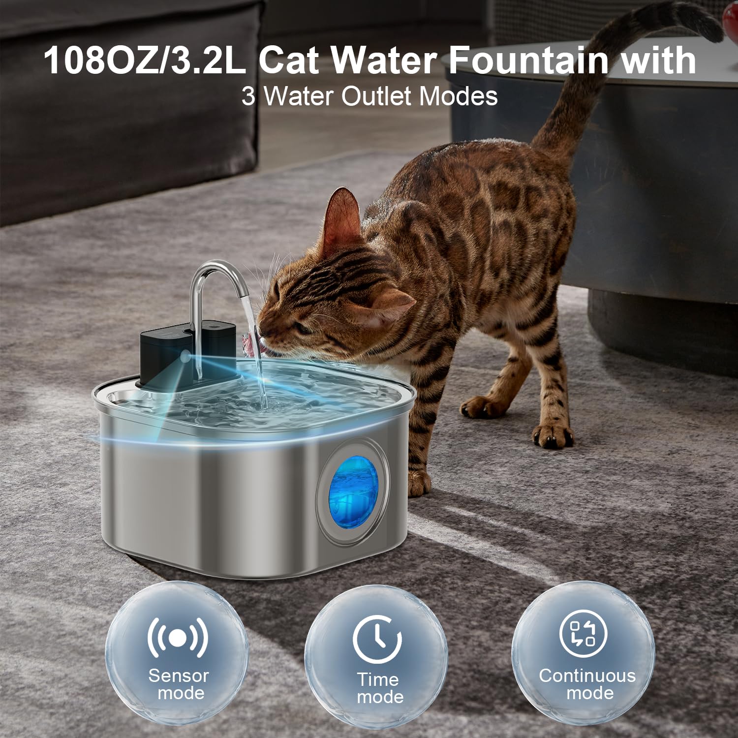 NautyPaws comparaison d'échelle montrant la taille réelle de la fontaine