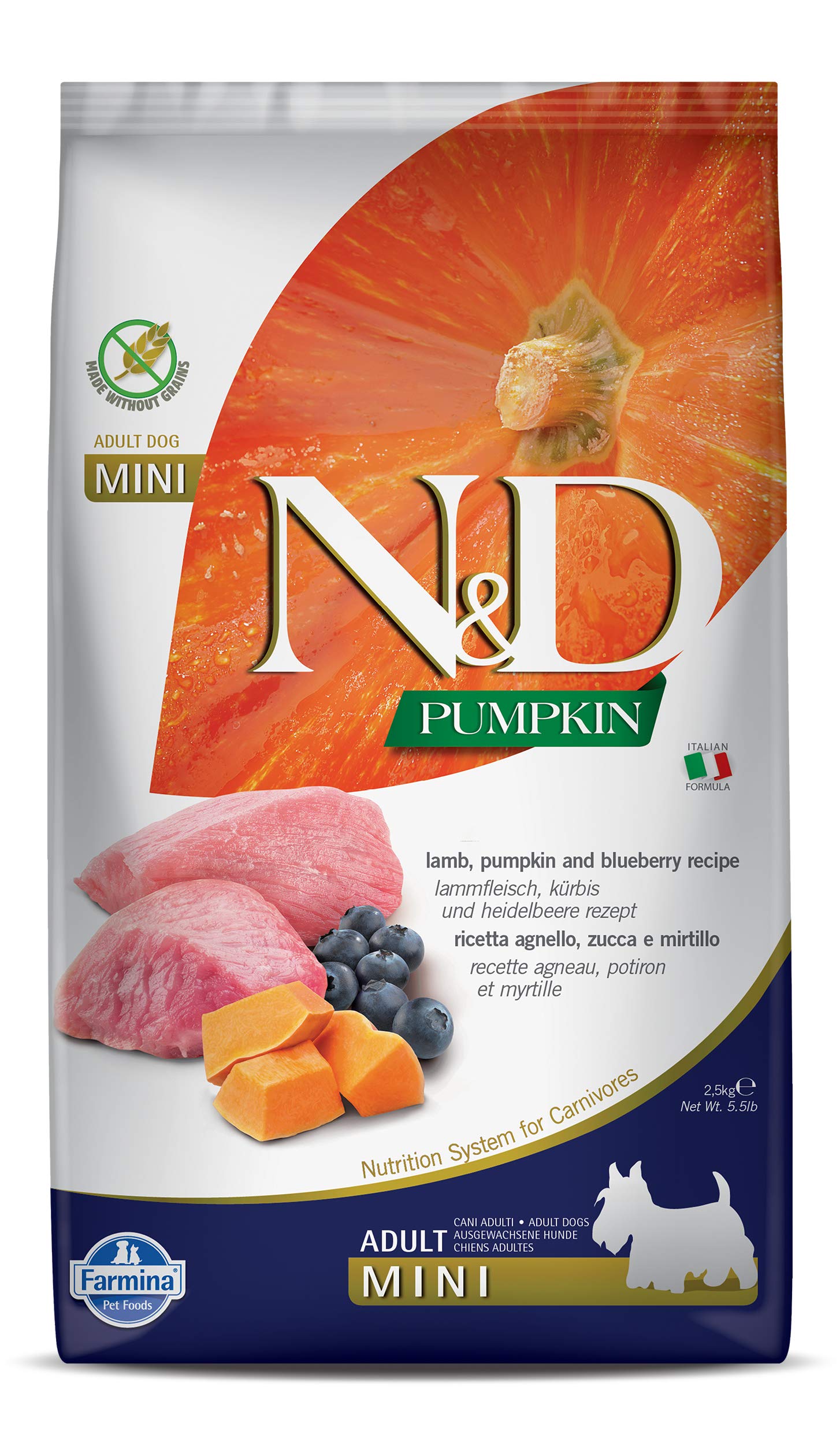 N&D paquet avant-plan montrant variété et bénéfice nutritionnel