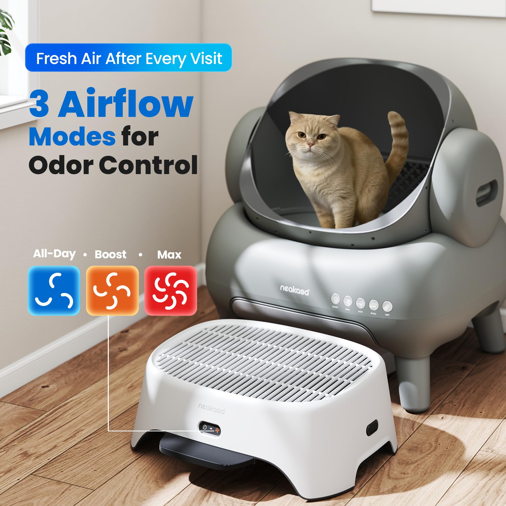 Neakasa Airstep bac collecteur amovible sorti, facilite nettoyage et réduction litière
