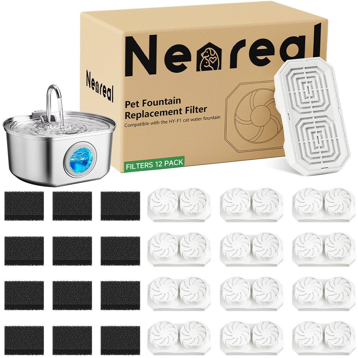 Neareal emballage six filtres montrant économie et préparation