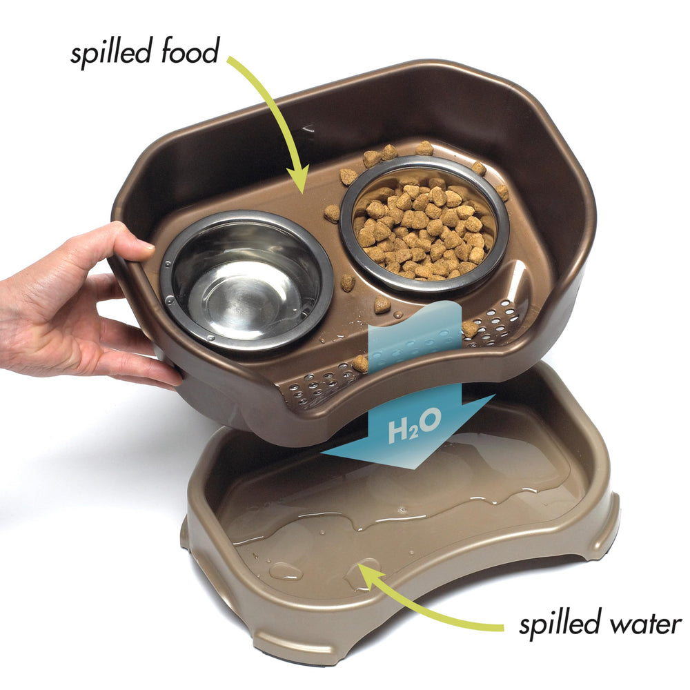 Neater Pet Brands gros plan sur les bols inox fournis facile à laver