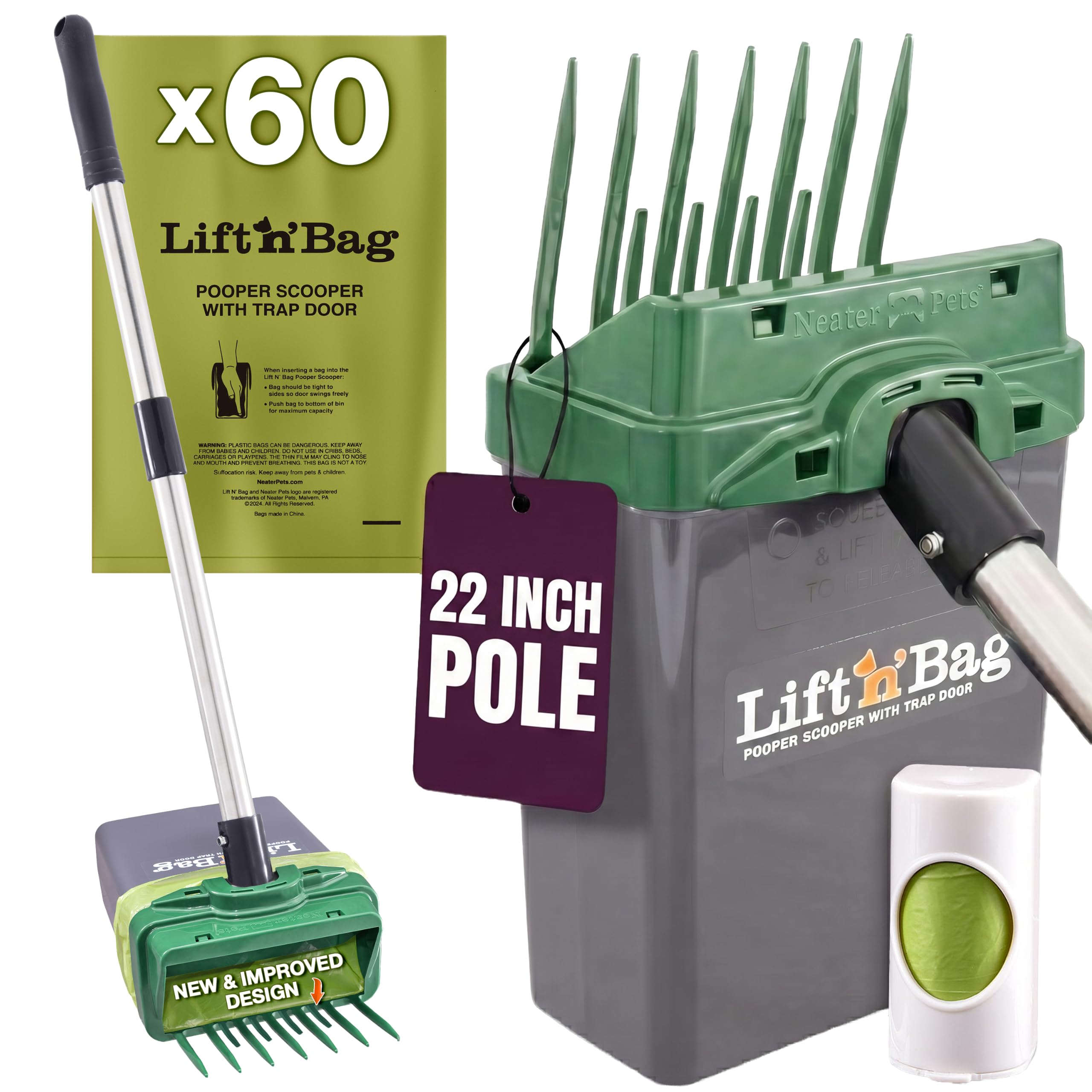 Neater Pet Brands face avant du Lift N' Bag montrant un produit propre et prêt à l’usage