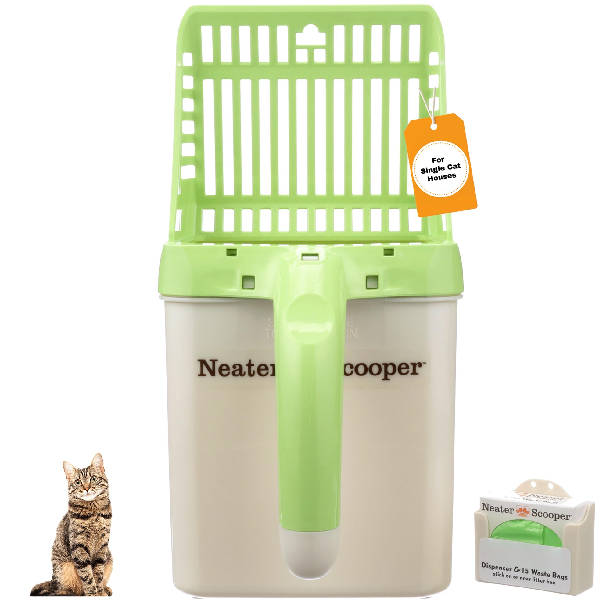 Neater Pet Brands vue avant du Neater Scooper montrant design compact et bénéfice anti-saleté