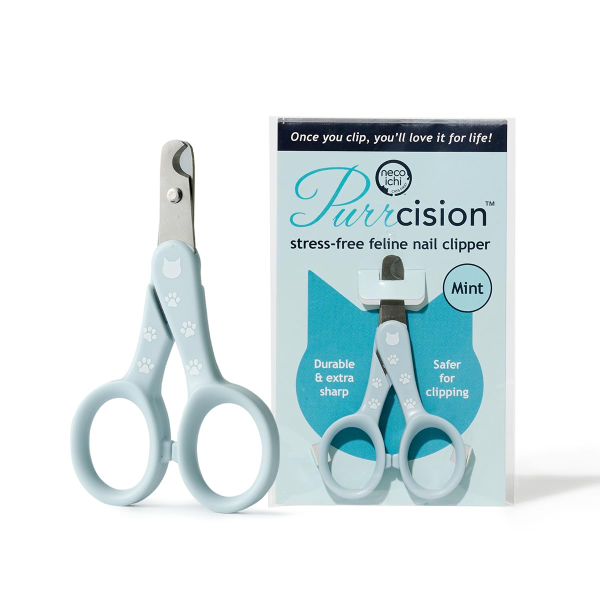 猫壱 Necoichi coupe-ongles menthe en vue de face, précision esthétique