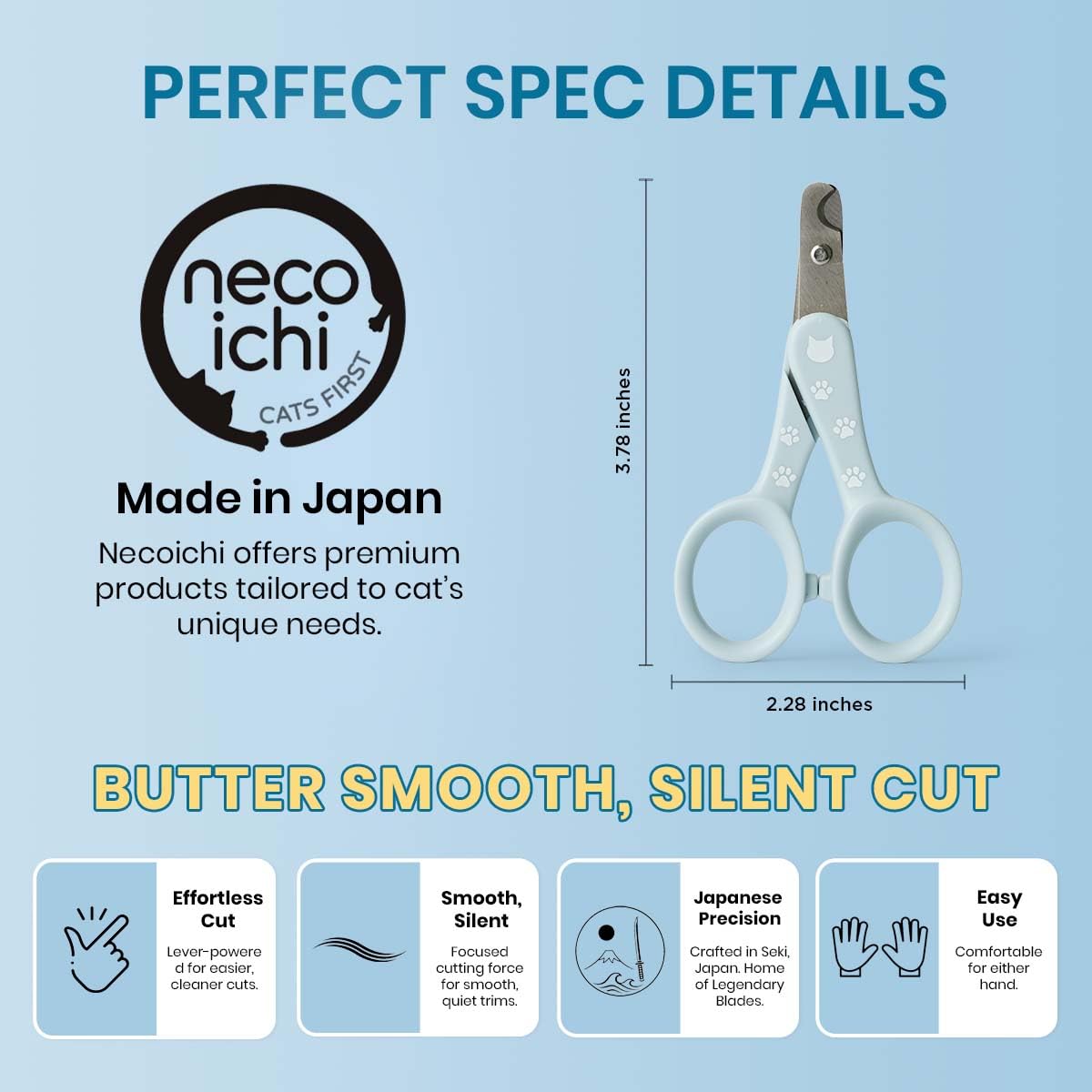 猫壱 Necoichi lame ultra-fine en profil offrant visibilité du vif