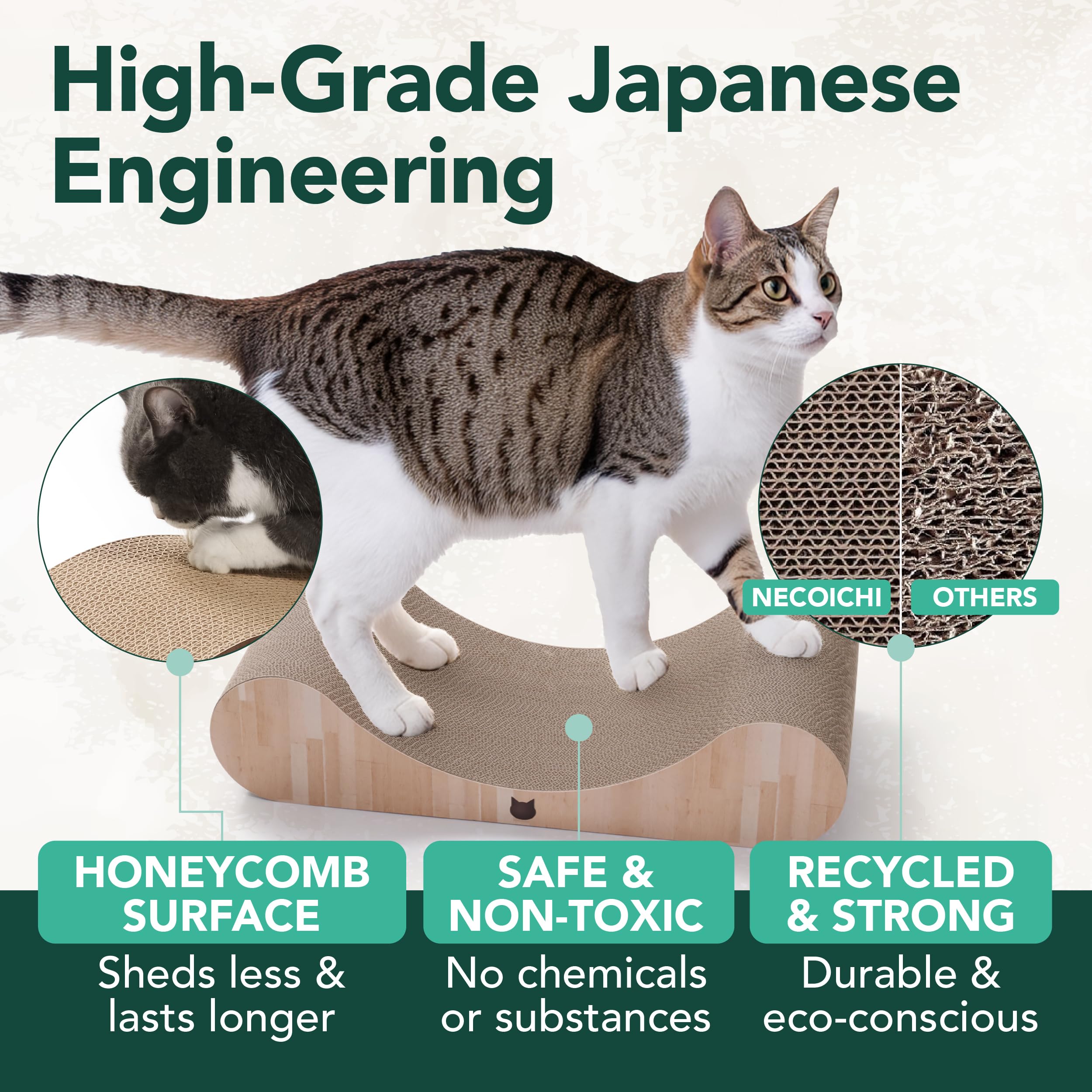 猫壱 Necoichi profil courbé du griffoir, maintien ergonomique