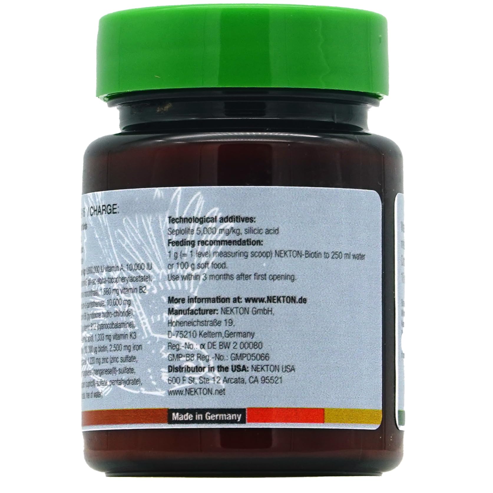 Nekton étiquette et instructions pour un dosage clair et sûr