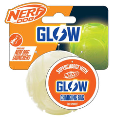 Nerf Dog balle face avant blanche montrant le design et la visibilité