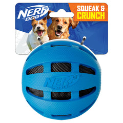 Nerf Dog balle face avant montrant la couleur bleue et la forme pour jeu attractif