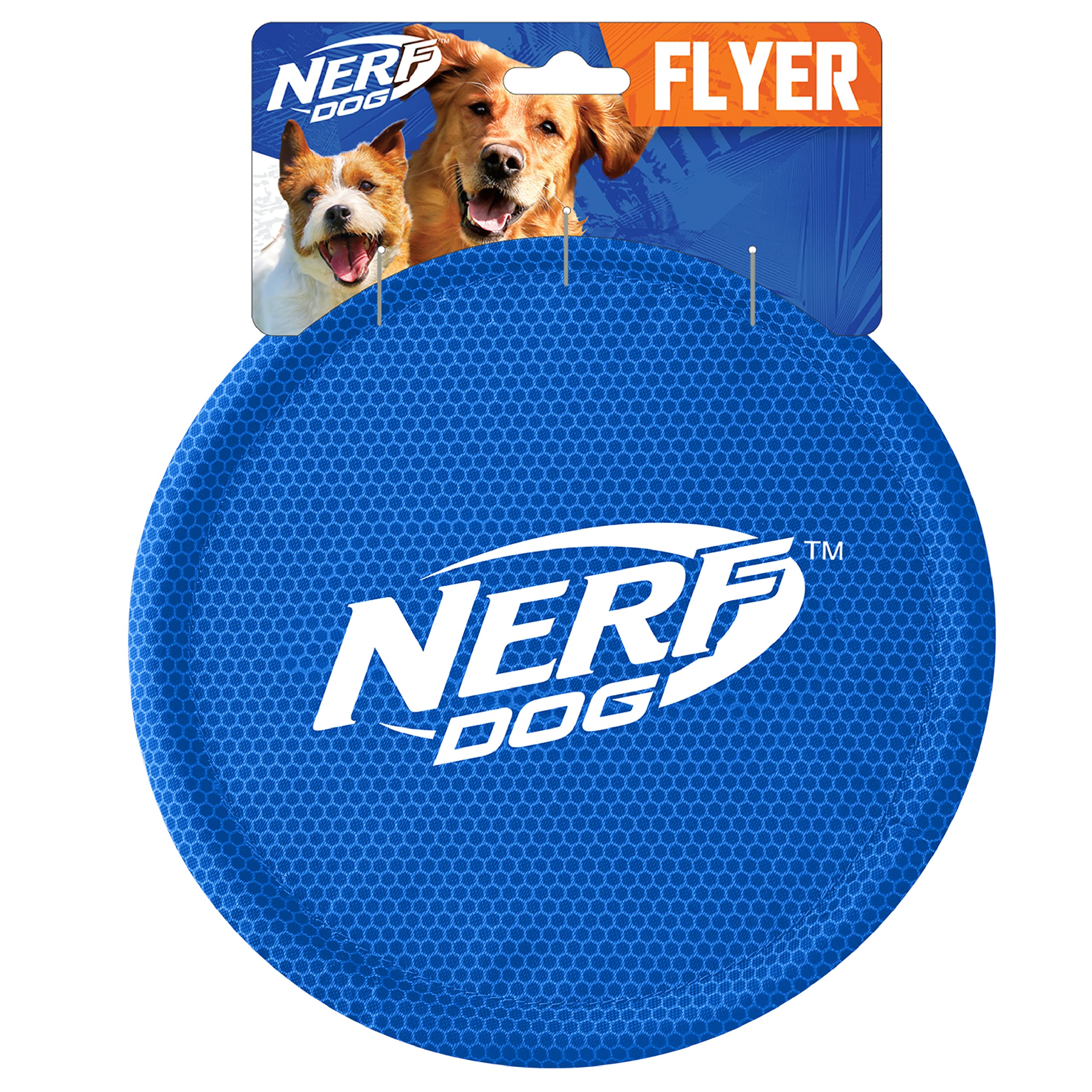 Nerf Dog disque avant emballage montrant forme et couleur bleu pour jouabilité