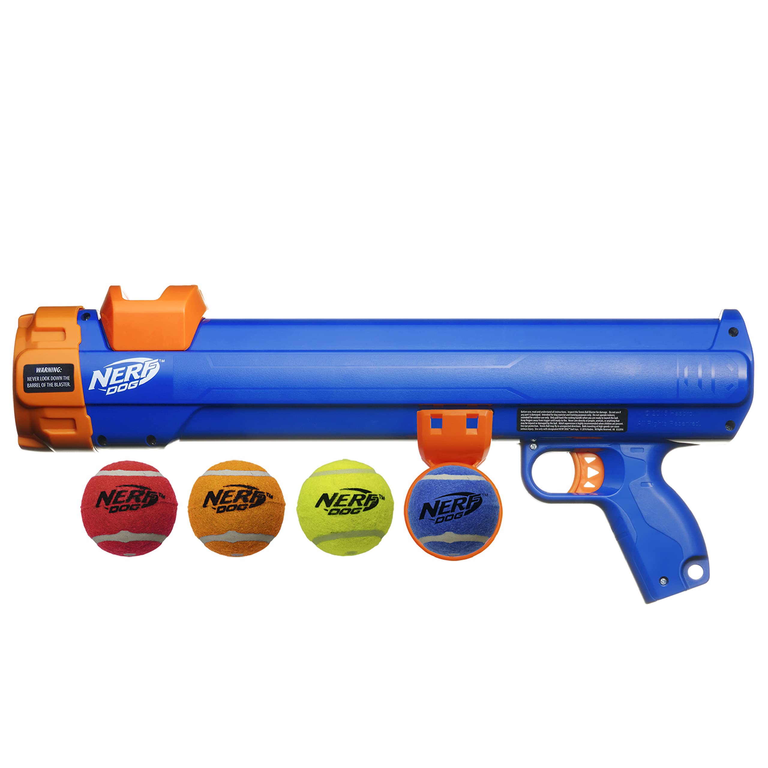 Nerf Dog emballage et étiquette montrant matériaux durables et instructions claires