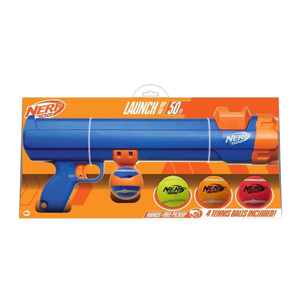 Nerf Dog vue frontale du lanceur montrant design robuste et prise confortable