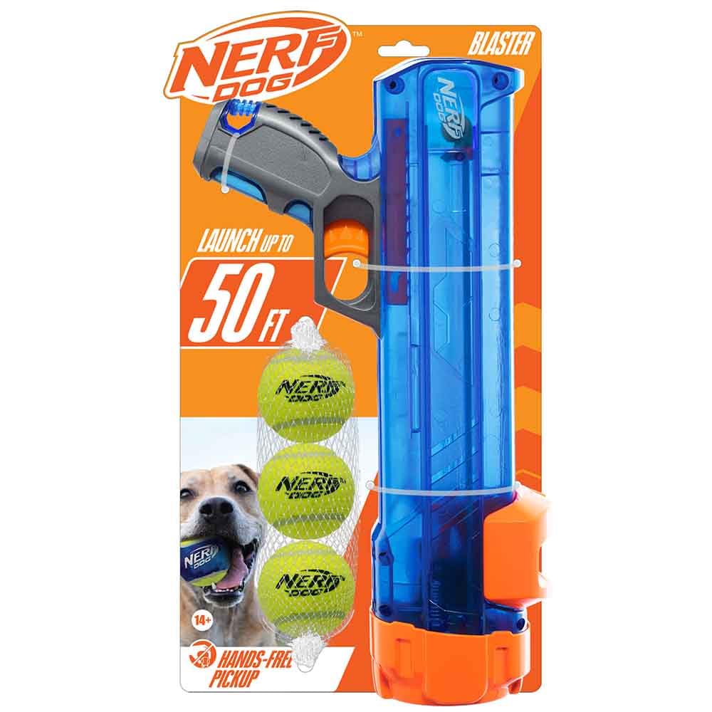 Nerf Dog lanceur face translucide montrant design robuste et praticité