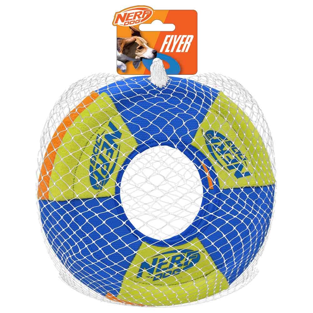 Nerf Dog vue avant du pack montrant deux anneaux pour jeux extérieurs et plage