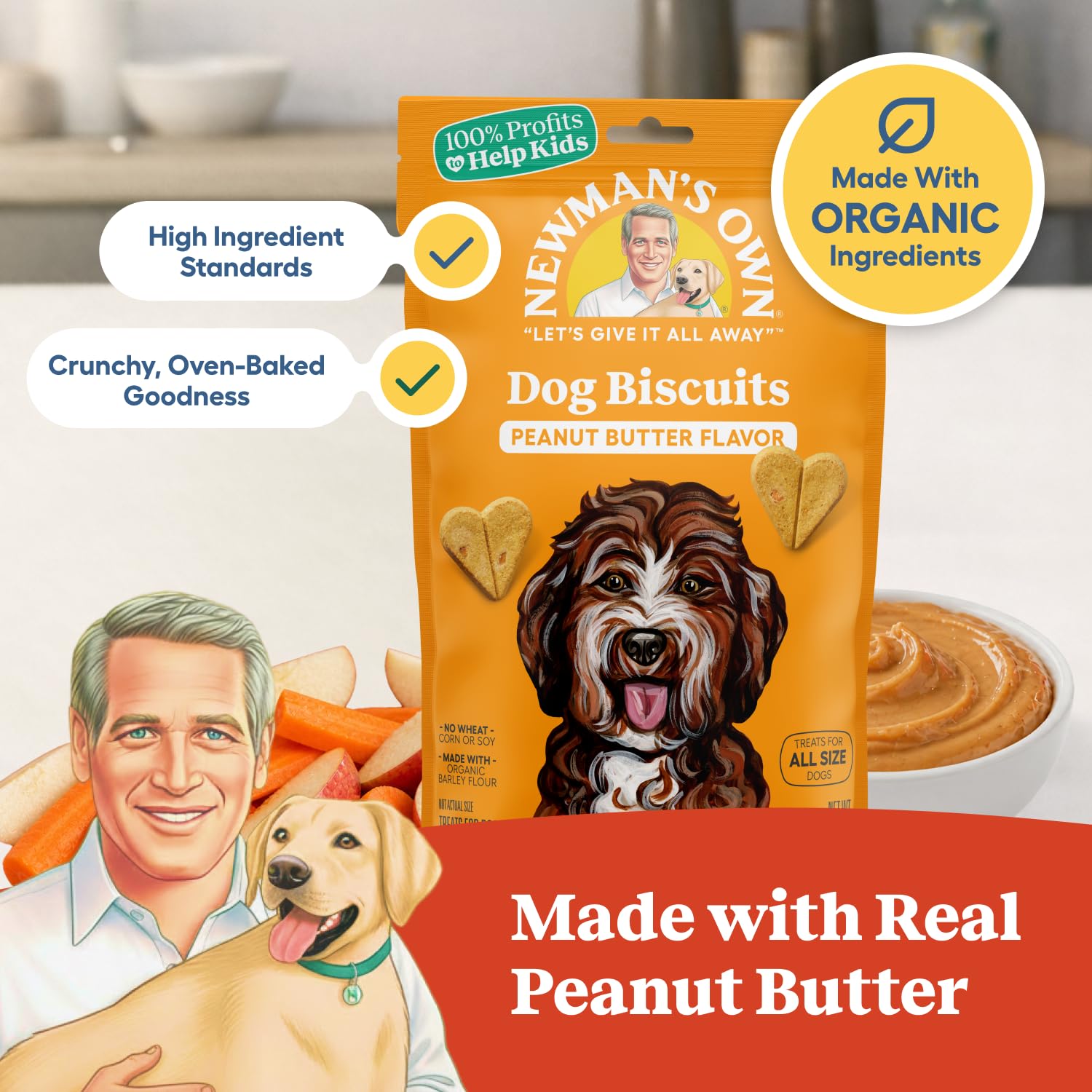 Newman's Own gros plan sur texture du biscuit pour appétence