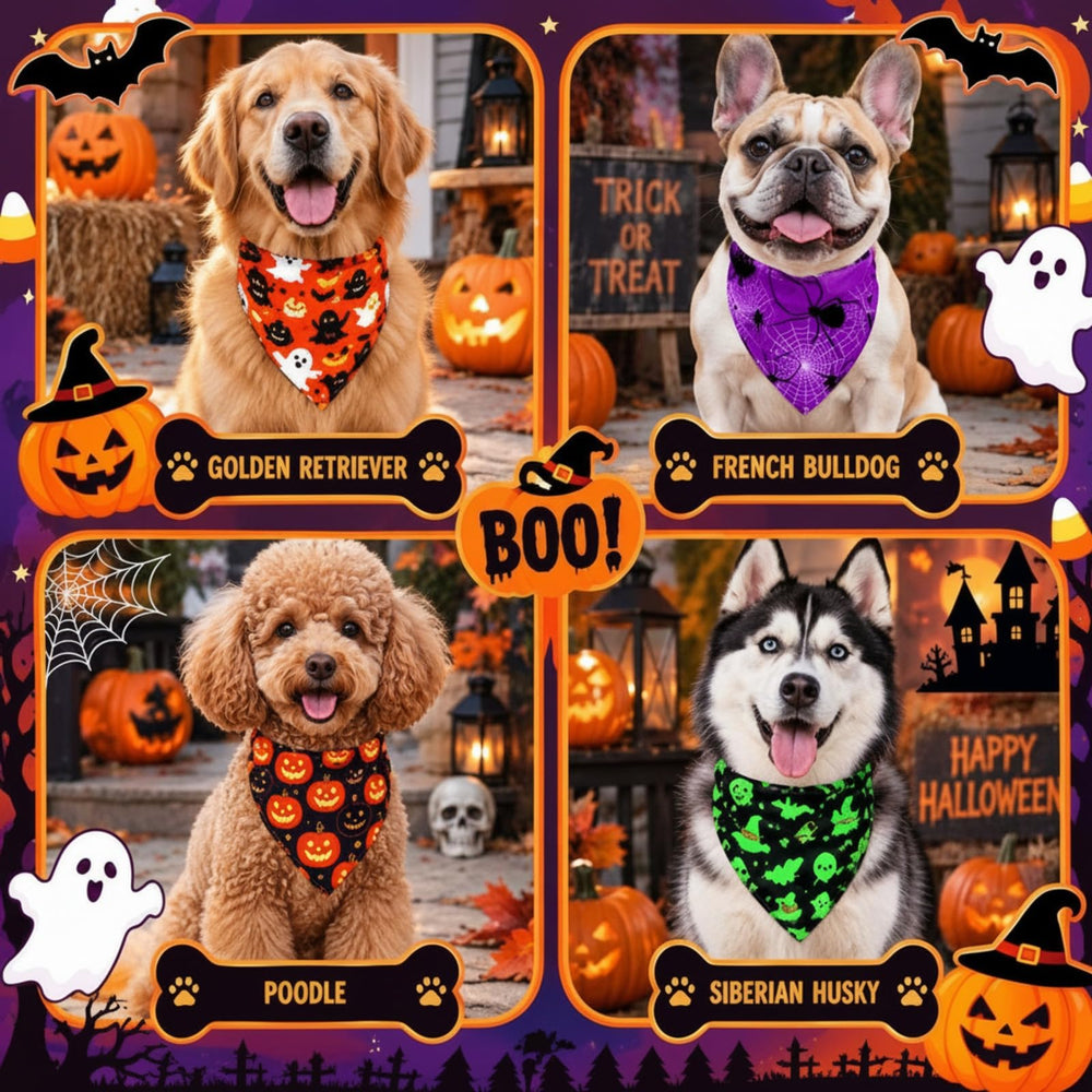 Newwiee chiot portant bandana extérieur, look Halloween convivial