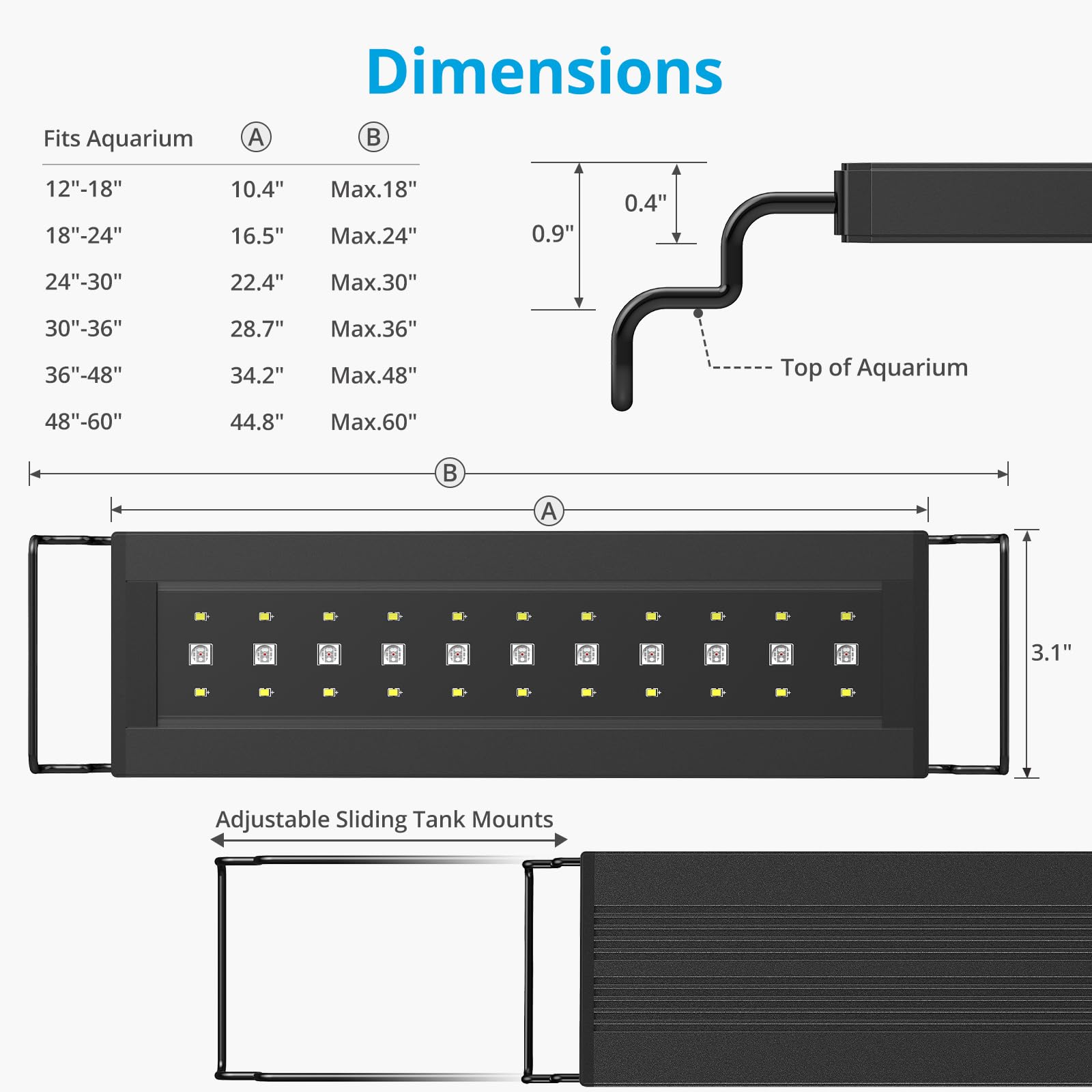 NICREW C10 posé au-dessus d’un verre pour comparaison de taille, adapté aux bacs 12–18 pouces