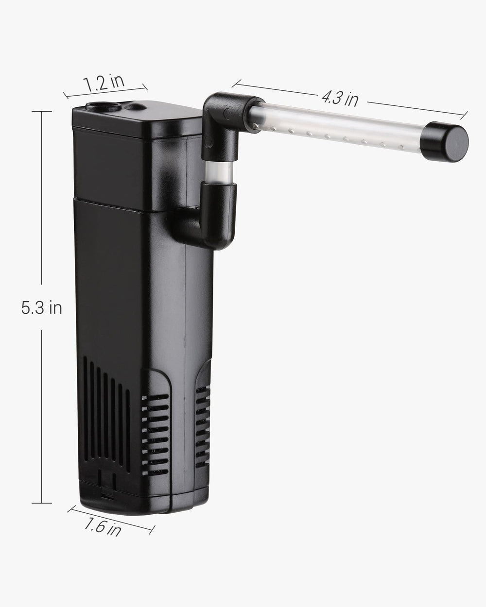 NICREW comparaison taille indiquant compatibilité avec aquariums jusqu'à 5 gallons