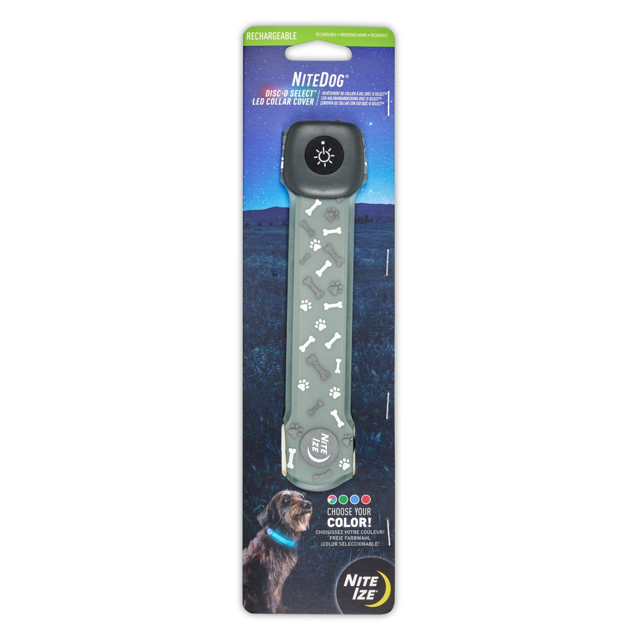 Nite Ize couverture de collier vue avant, visibilité accrue la nuit