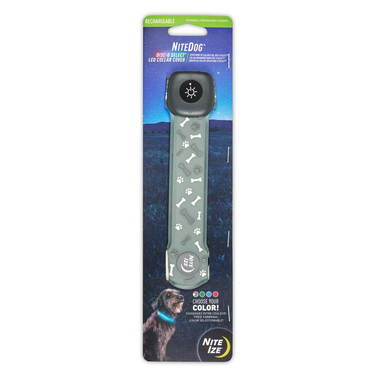 Nite Ize couverture de collier vue avant, visibilité accrue la nuit