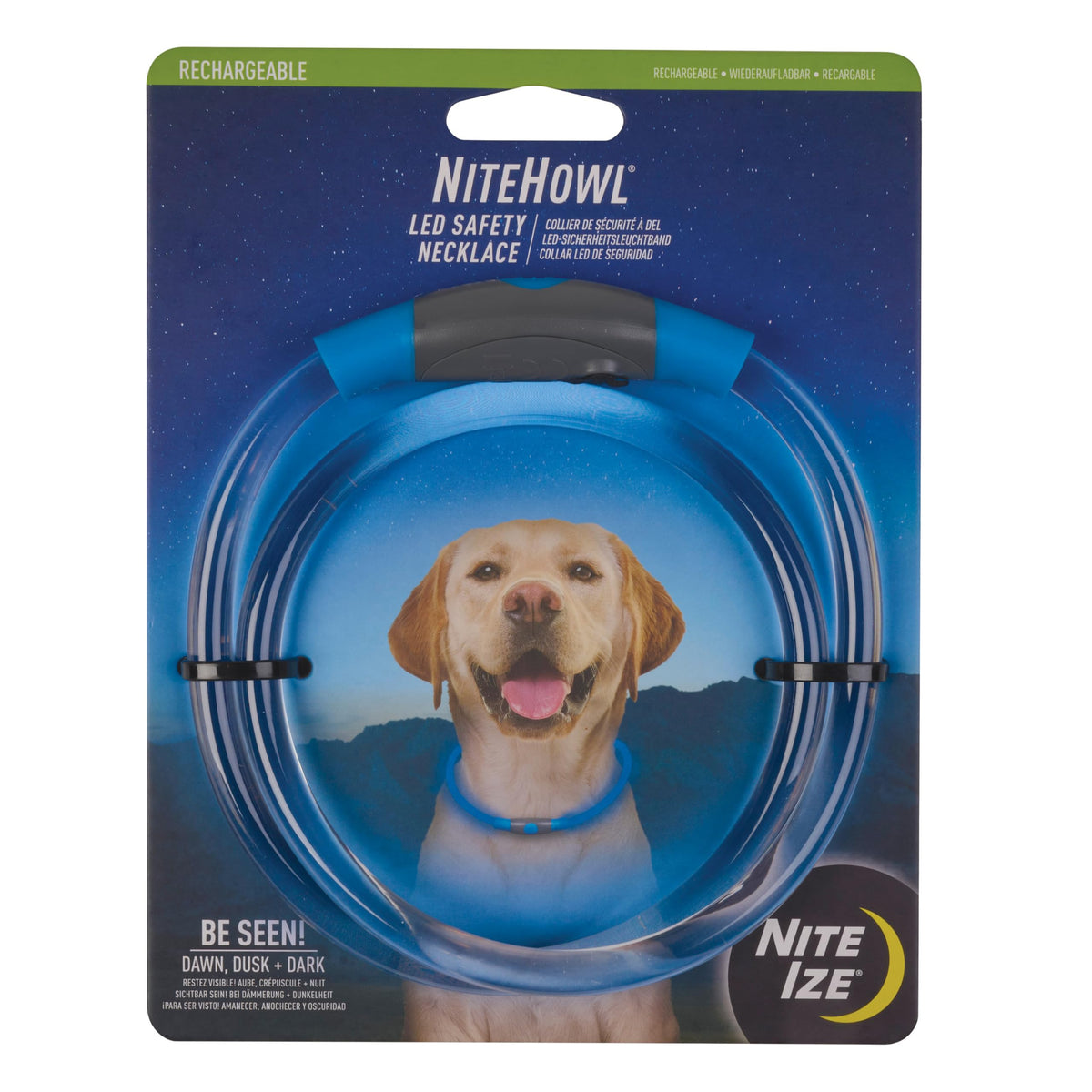 Nite Ize NiteHowl face avant du produit montrant emballage et couleur bleue pour visibilité