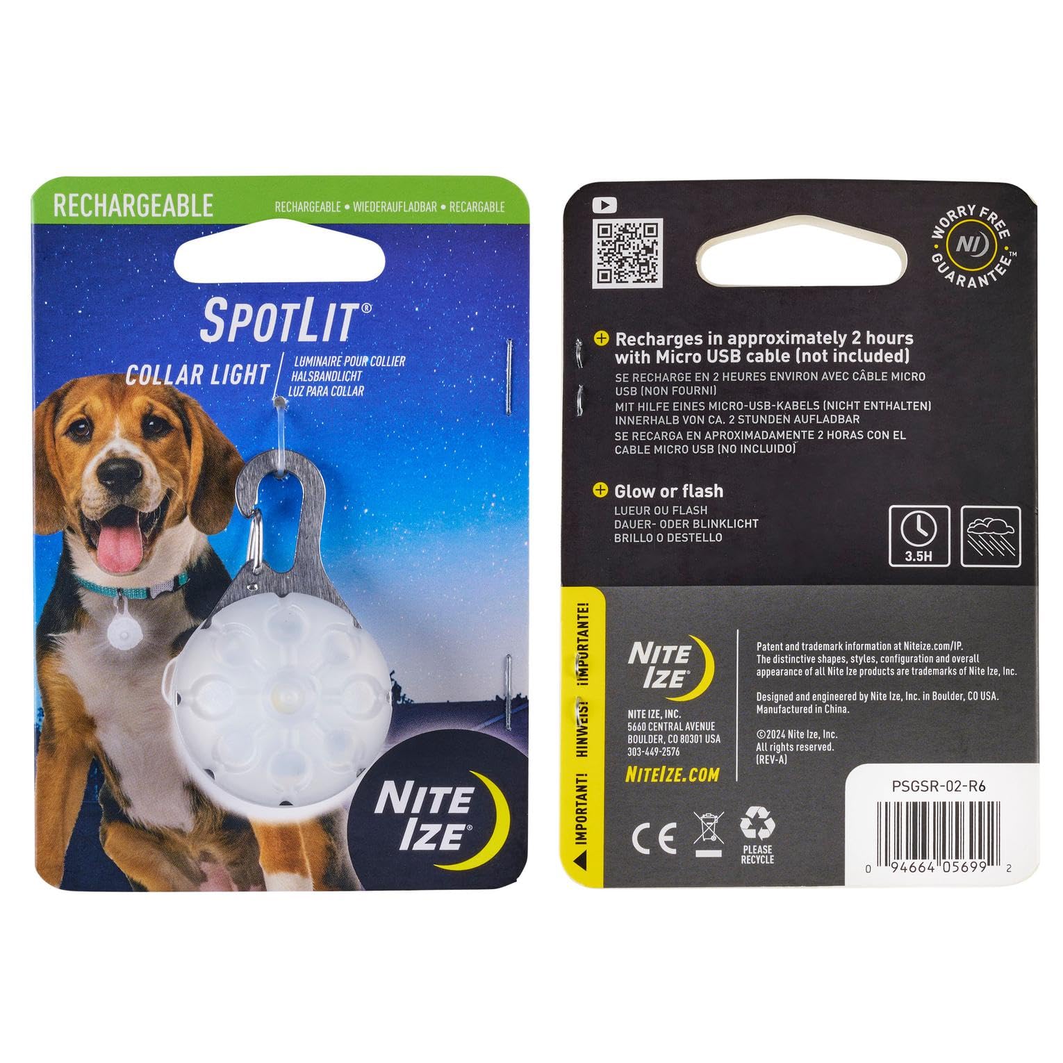 Nite Ize SpotLit taille comparée à une patte pour échelle pratique