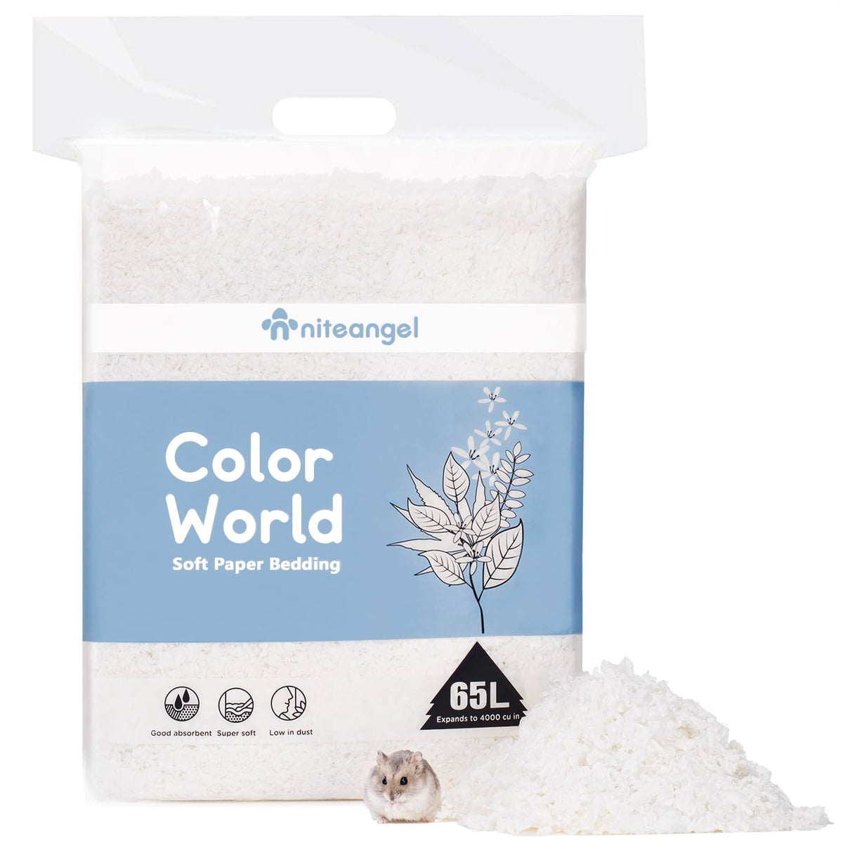 Niteangel emballage avant montrant le sac 65L et informations produit