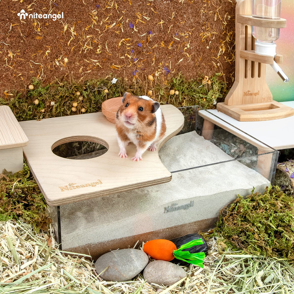 Niteangel bac en usage avec hamster creusant, favorisant comportement naturel