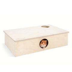 Niteangel maison labyrinthe vue face montrant deux entrées, enrichissement pour hamster