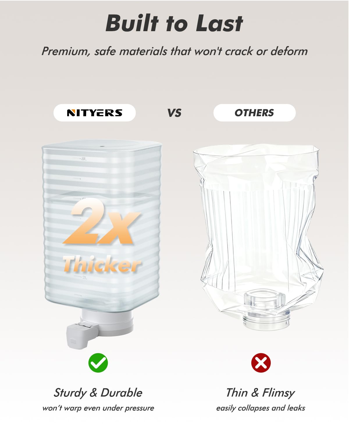 Nityers réservoir transparent gradué pour contrôle simple du niveau