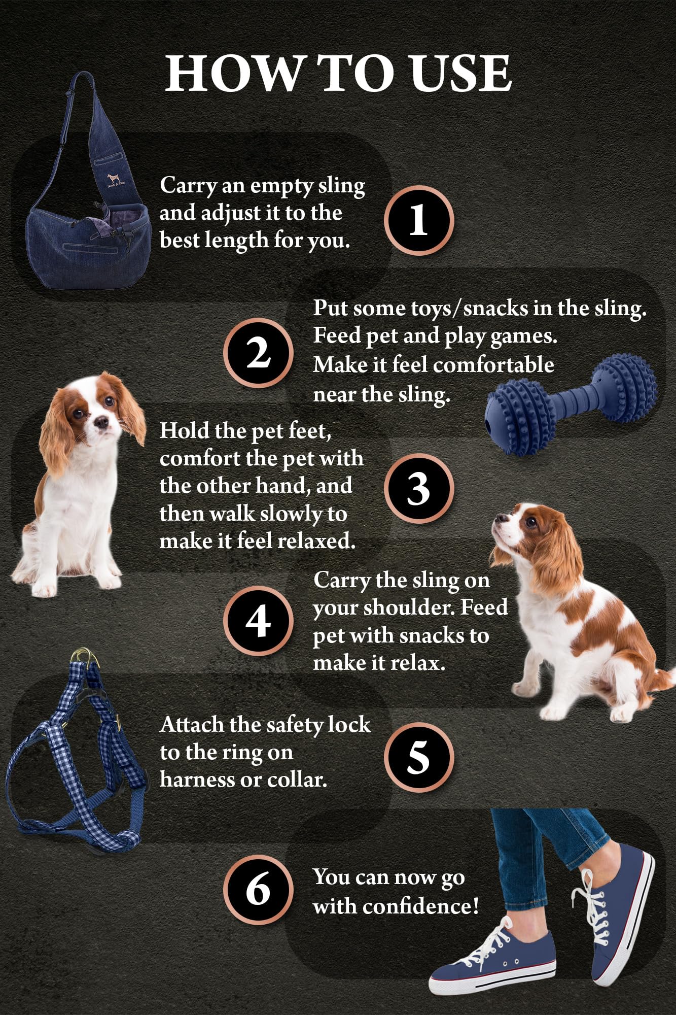 NOAH & PAW petit chien installé dans le sling, maintien sûr et proximité apaisante