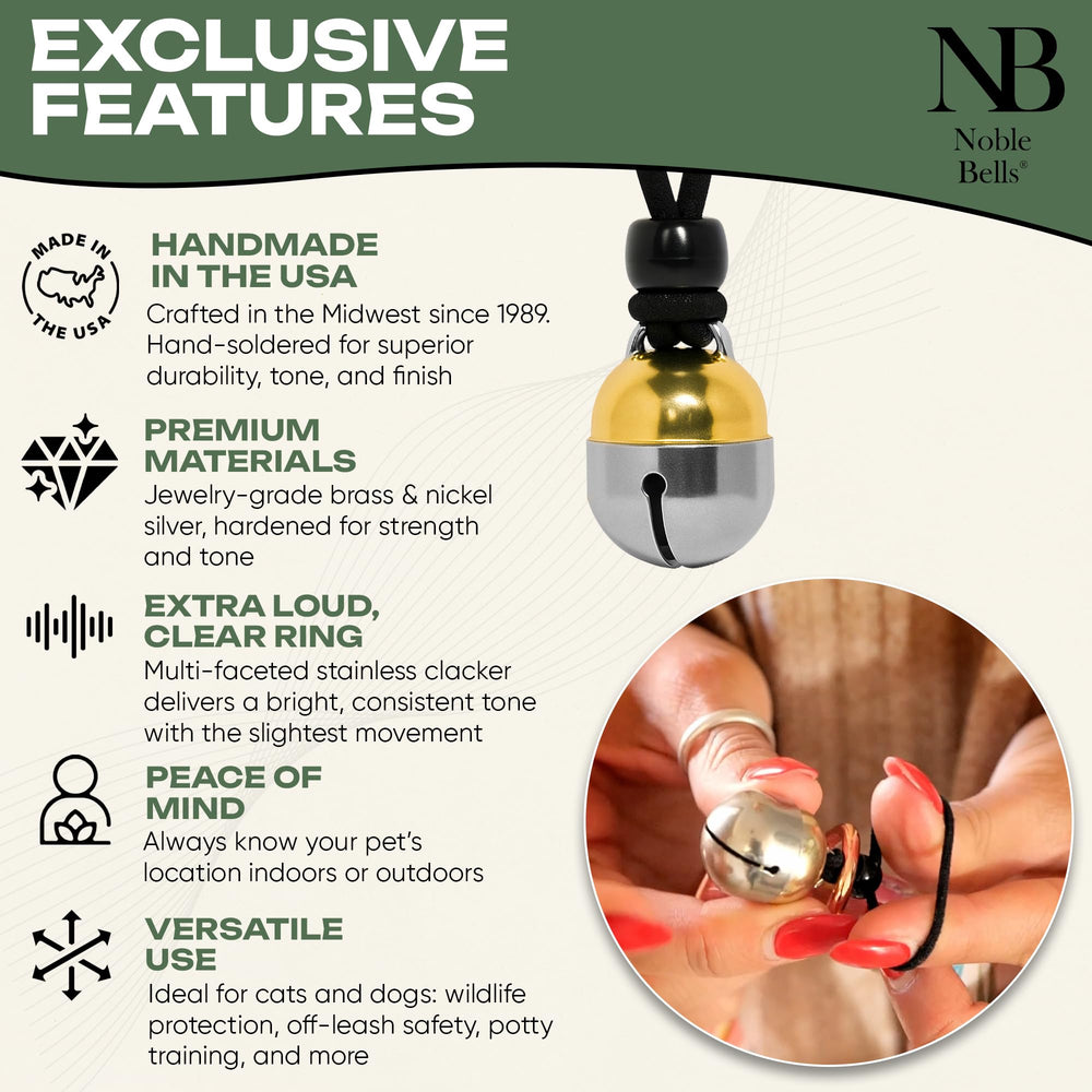 Noble Bells sangle élastique fournie facilitant fixation sûre sur collier