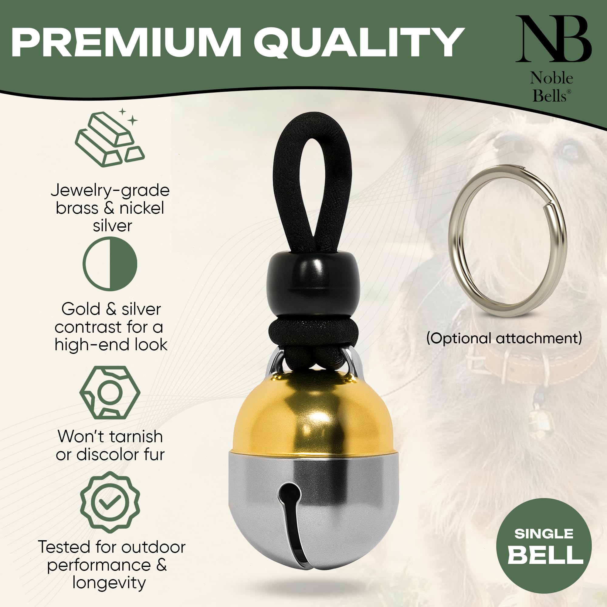 Noble Bells gros plan matériau en laiton et nickel offrant son clair et durable