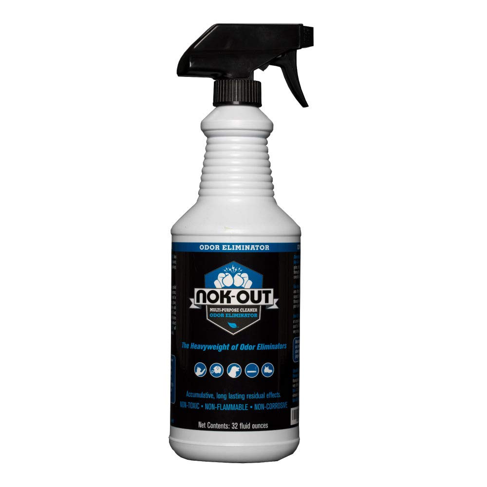 NOK OUT emballage avant montrant le spray et la capacité 32 oz pour neutraliser odeurs