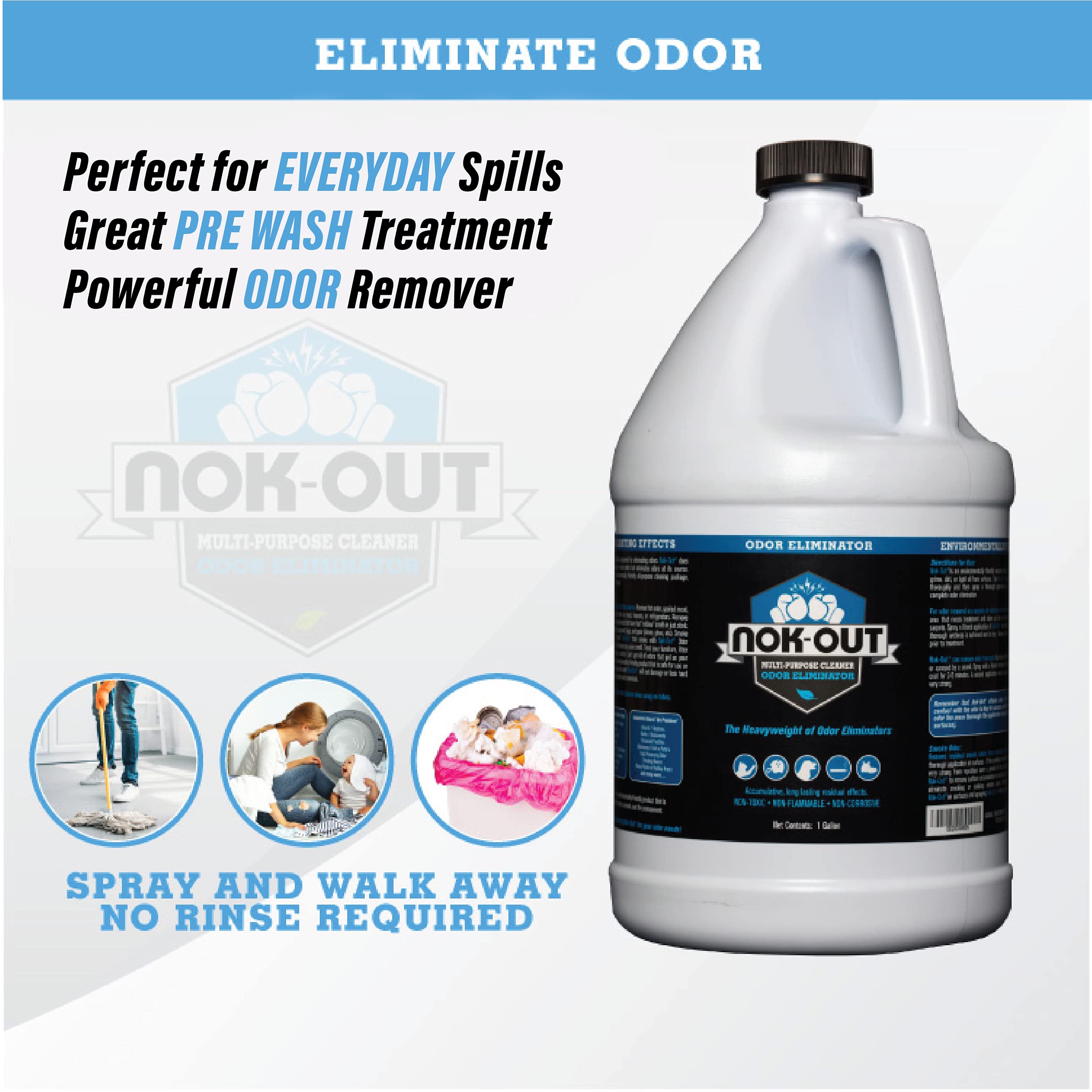 NOK OUT spray en action sur sol, neutralise odeurs rapidement