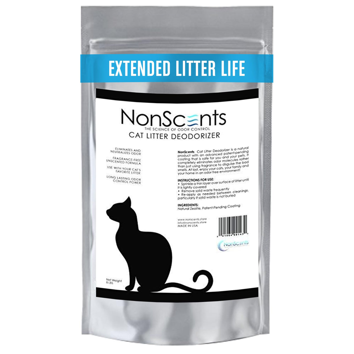 NonScents sac frontal montrant l'emballage et un intérieur sans odeur
